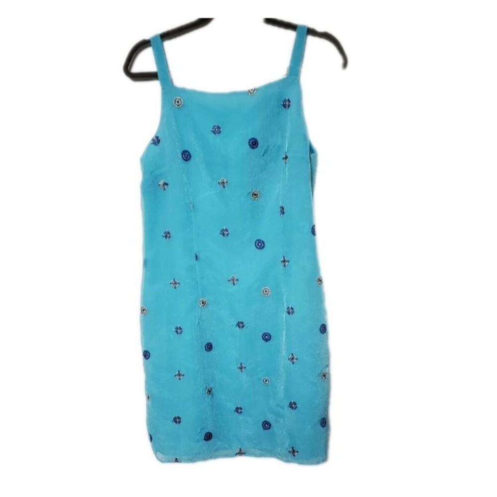 Vintage 1990s Dawn Joy Spaghetti Strap Mini Dress Nautical Coastal Summer